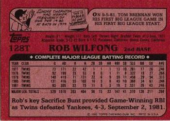 1982 Topps Traded #128T Rob Wilfong Back