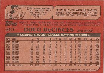 1982 Topps Traded #26T Doug DeCinces Back