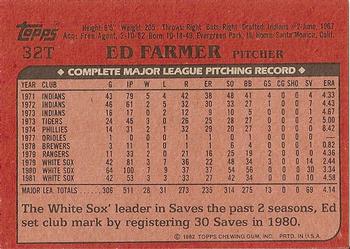 1982 Topps Traded #32T Ed Farmer Back