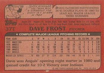 1982 Topps Traded #37T Dave Frost Back