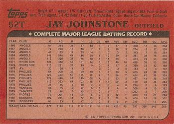 1982 Topps Traded #52T Jay Johnstone Back