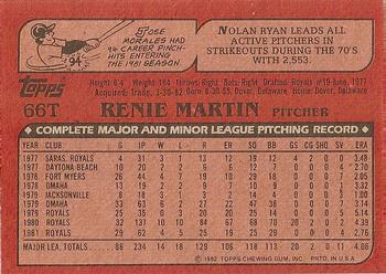 1982 Topps Traded #66T Renie Martin Back