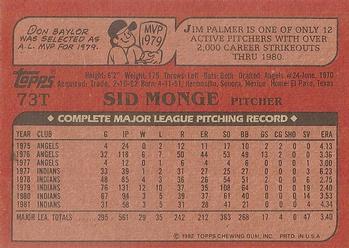 1982 Topps Traded #73T Sid Monge Back
