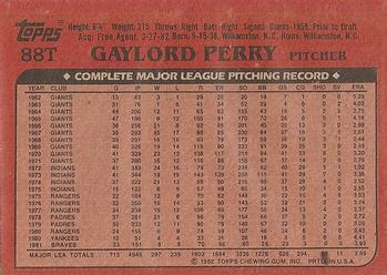 1982 Topps Traded #88T Gaylord Perry Back
