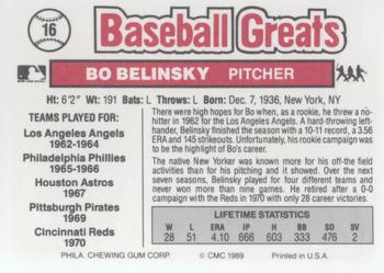 1989 Swell Baseball Greats #16 Bo Belinsky Back
