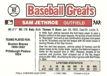 1989 Swell Baseball Greats #62 Sam Jethroe Back