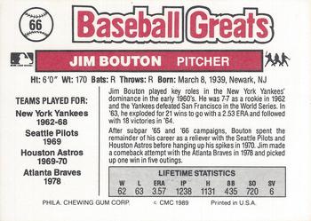 1989 Swell Baseball Greats #66 Jim Bouton Back