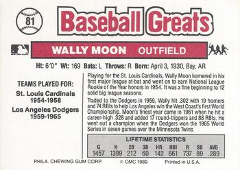 1989 Swell Baseball Greats #81 Wally Moon Back