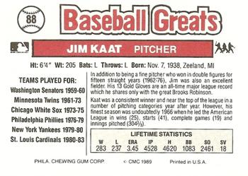 1989 Swell Baseball Greats #88 Jim Kaat Back