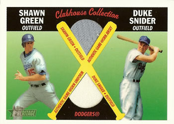2004 Topps Heritage - Clubhouse Collection Dual Relics #CCDR-GS Shawn Green / Duke Snider Front