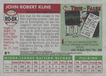 2004 Topps Heritage - Real One Autographs #RO-BK Bob Kline Back