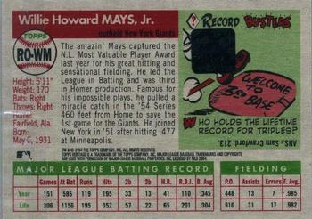 2004 Topps Heritage - Real One Autographs #RO-WM Willie Mays Back