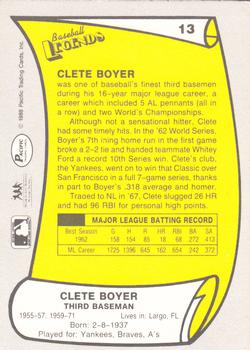1988 Pacific Legends I #13 Clete Boyer Back