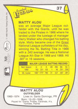 1988 Pacific Legends I #37 Matty Alou Back