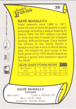 1988 Pacific Legends I #38 Dave McNally Back