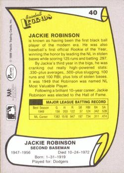 1988 Pacific Legends I #40 Jackie Robinson Back