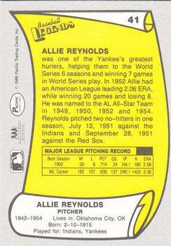 1988 Pacific Legends I #41 Allie Reynolds Back