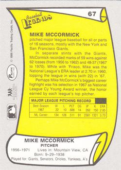 1988 Pacific Legends I #67 Mike McCormick Back
