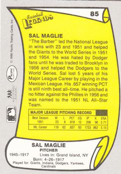 1988 Pacific Legends I #85 Sal Maglie Back