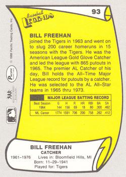 1988 Pacific Legends I #93 Bill Freehan Back