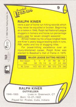 1988 Pacific Legends I #9 Ralph Kiner Back