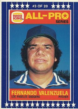 1986 Burger King All-Pro Series #3 Fernando Valenzuela Front