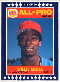 1986 Burger King All-Pro Series #16 Willie McGee Front
