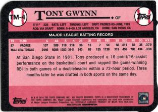2014 Topps - 1989 Topps Die Cut Minis #TM-4 Tony Gwynn Back