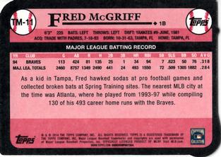 2014 Topps - 1989 Topps Die Cut Minis #TM-11 Fred McGriff Back