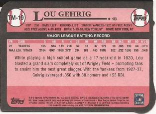 2014 Topps - 1989 Topps Die Cut Minis #TM-19 Lou Gehrig Back