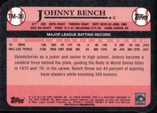 2014 Topps - 1989 Topps Die Cut Minis #TM-38 Johnny Bench Back