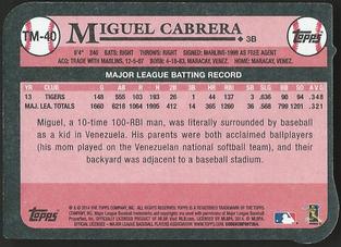 2014 Topps - 1989 Topps Die Cut Minis #TM-40 Miguel Cabrera Back