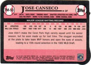 2014 Topps - 1989 Topps Die Cut Minis #TM-53 Jose Canseco Back