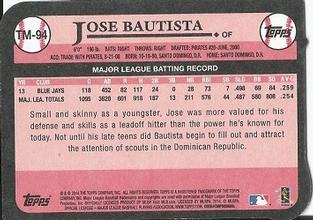 2014 Topps - 1989 Topps Die Cut Minis #TM-94 Jose Bautista Back