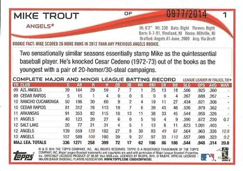 2014 Topps - Gold #1 Mike Trout Back
