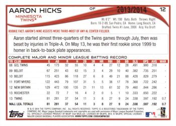 2014 Topps - Gold #12 Aaron Hicks Back