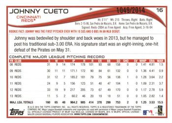 2014 Topps - Gold #16 Johnny Cueto Back