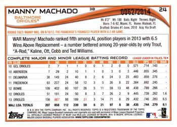 2014 Topps - Gold #24 Manny Machado Back