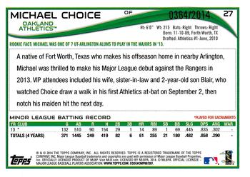 2014 Topps - Gold #27 Michael Choice Back