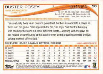 2014 Topps - Gold #50 Buster Posey Back