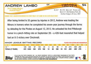 2014 Topps - Gold #54 Andrew Lambo Back