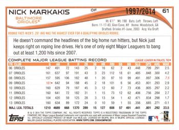 2014 Topps - Gold #61 Nick Markakis Back