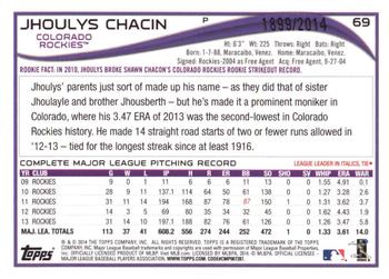 2014 Topps - Gold #69 Jhoulys Chacin Back