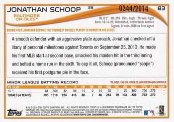 2014 Topps - Gold #83 Jonathan Schoop Back