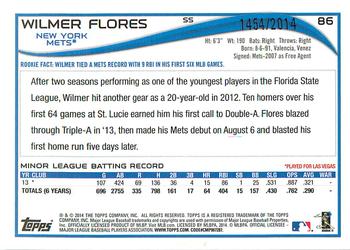 2014 Topps - Gold #86 Wilmer Flores Back