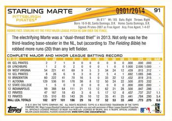 2014 Topps - Gold #91 Starling Marte Back
