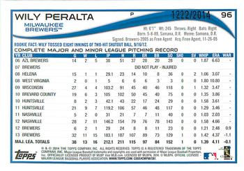2014 Topps - Gold #96 Wily Peralta Back
