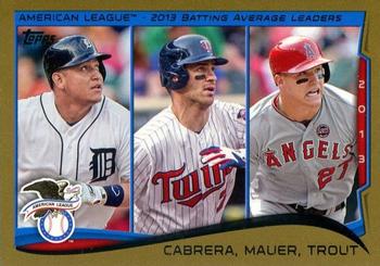 2014 Topps - Gold #103 Miguel Cabrera / Joe Mauer / Mike Trout Front