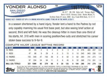 2014 Topps - Gold #129 Yonder Alonso Back