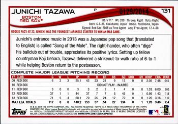 2014 Topps - Gold #131 Junichi Tazawa Back